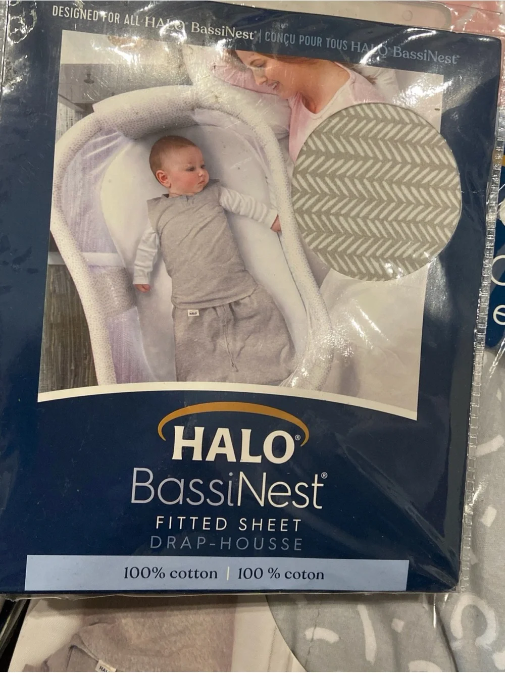 HALO Innovations Baby Bassinest 100% Cotton Fitted Sheet - Herringbone bassinet